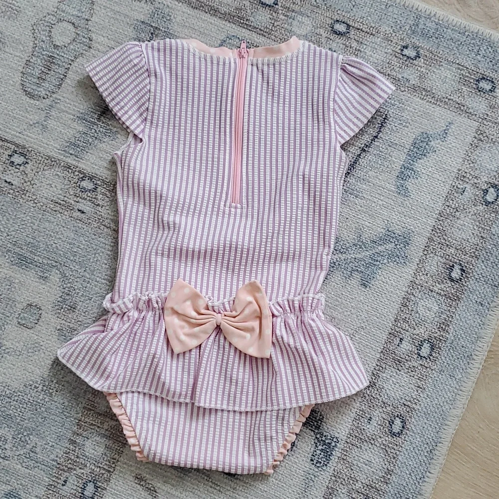 Ruffle Butts Toddler Girls Peplum Seersucker Skirt One Piece Swimsuit Sz2T